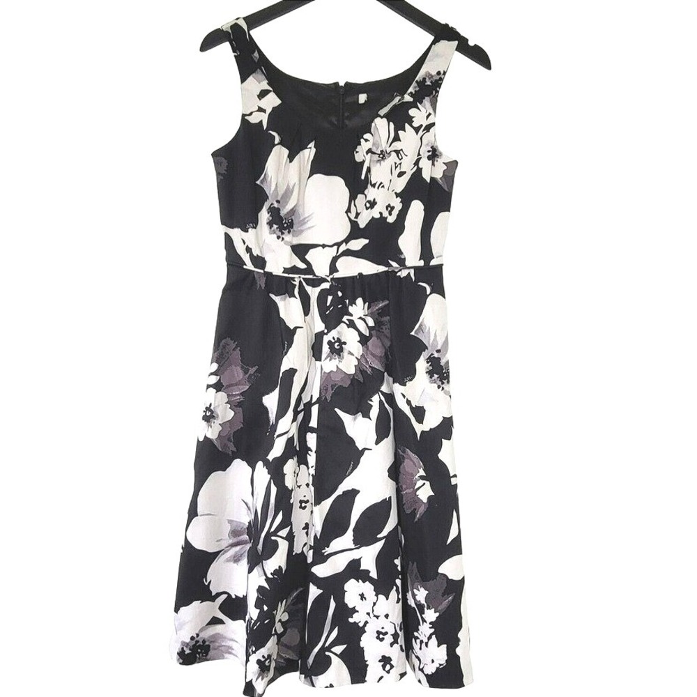 White House Black Market Sleeveless Floral Dress A-Line Round Neck Preppy 4